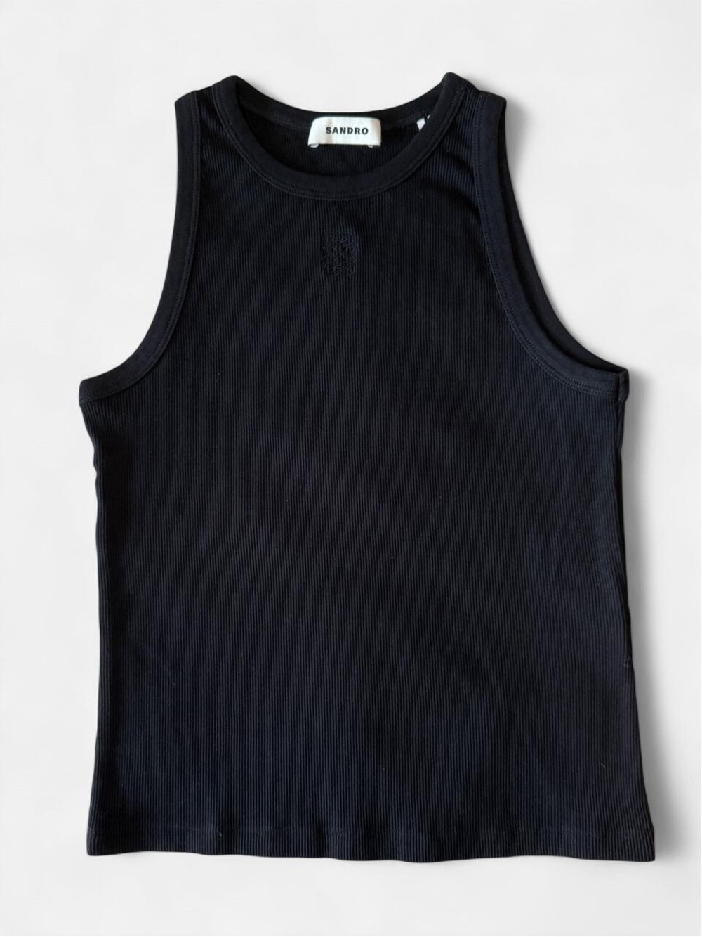 Sandro Black Ribbed Tank Top
